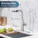 3 Modes Single Handle Pull Down Sprayer Kitchen Faucet With Soap Dispenser