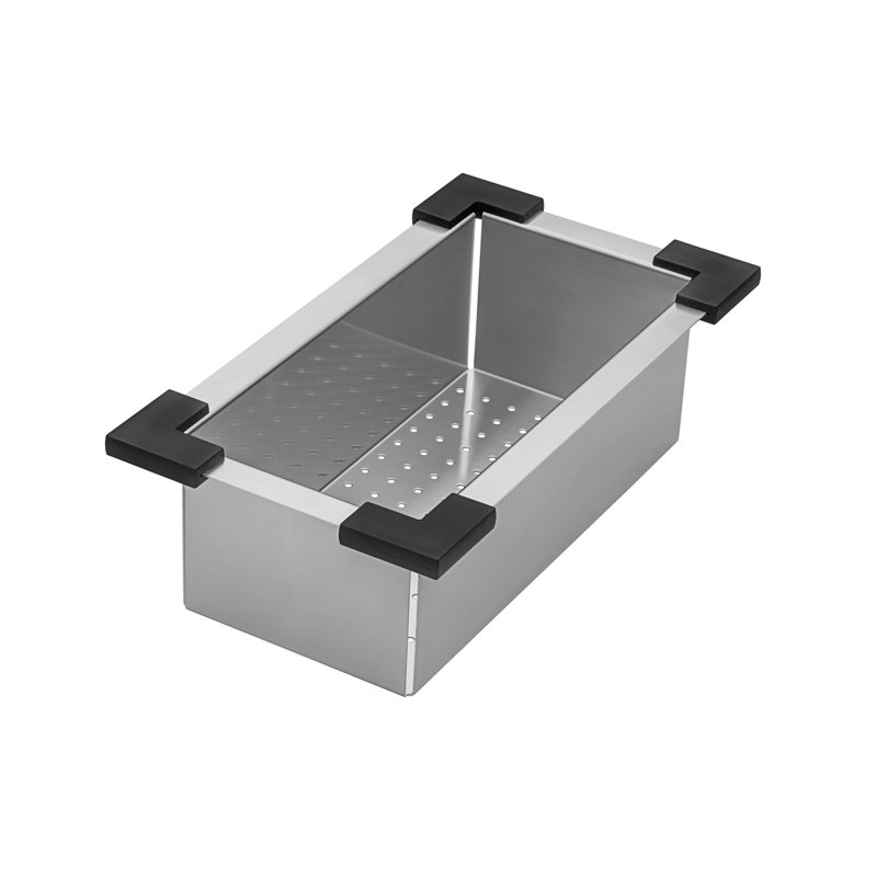 Stainless Steel Workstation Sink Colander with Black Plastic Corners