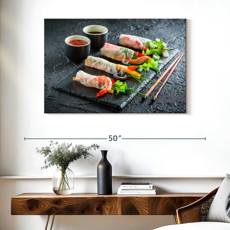 Seafood Spring Rolls, 26" H x 39" W