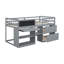 Lit mezzanine simple avec bureau à roulettes, tablette et tiroirs - gris-683903789