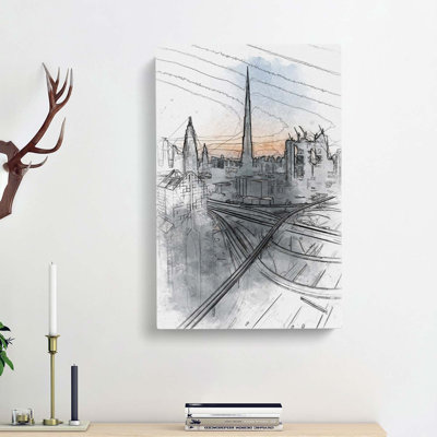 Skyline in Dubai in Abstract - Wrapped Canvas Drawing - Wrapped Canvas