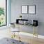 Shavonne Glass Top Metal Base Writing Desk