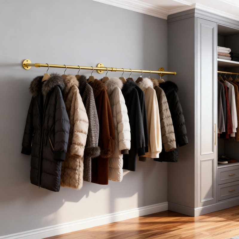 Oehlschlaeger Wall Mounted Clothes Rack, Gold