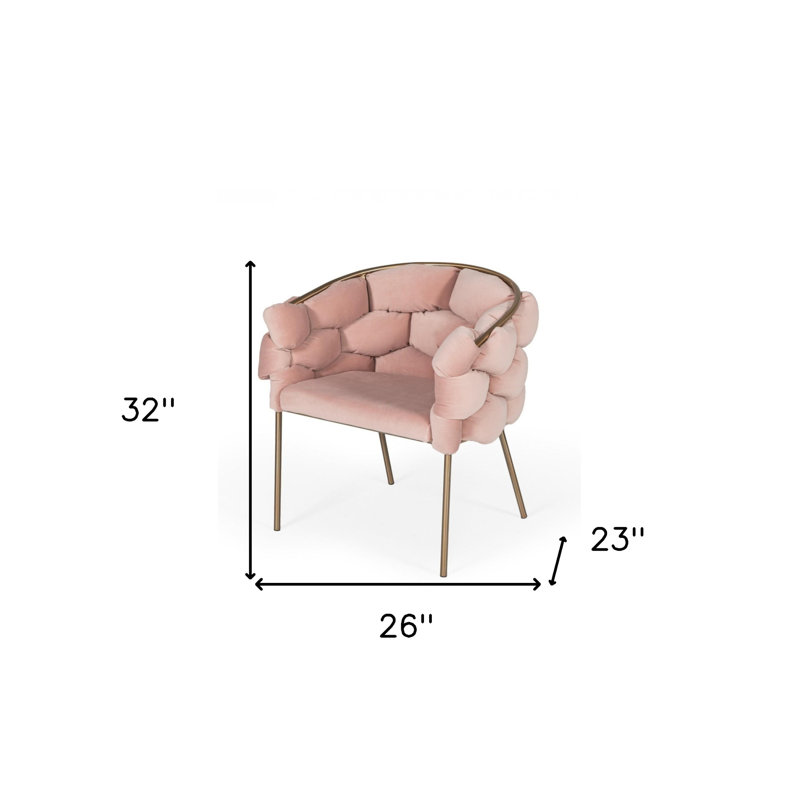  Chaise de salle à manger rembourrée en tissu rose et laiton Kensington