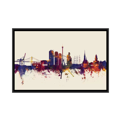 Skyline Series: Gothenburg, Suède sur beige, reproduction d'art sur toile tendue