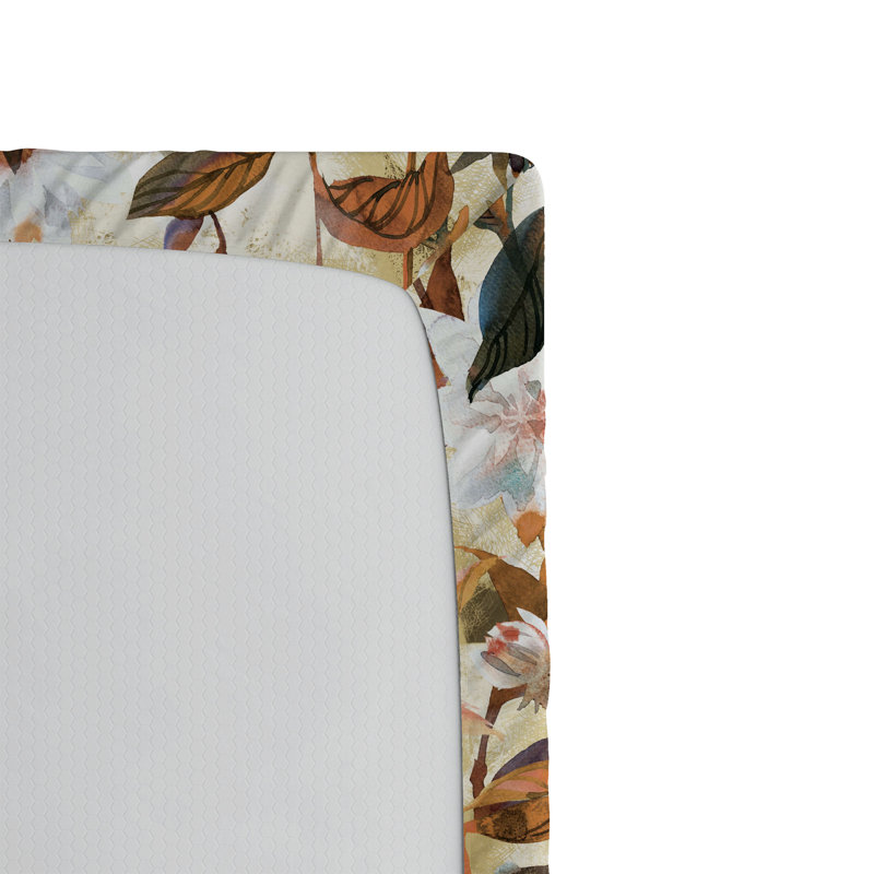 Drap-housse floral Ambesonne, Drap-housse pour lit simple TG, Cannelle, kaki pâle / floral