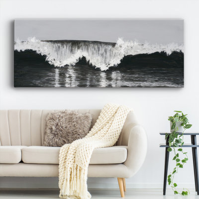 Ondes noires et blanches II sur toile