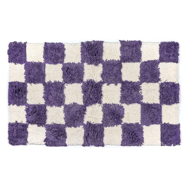 Checkerboard Bath Rug, Purple