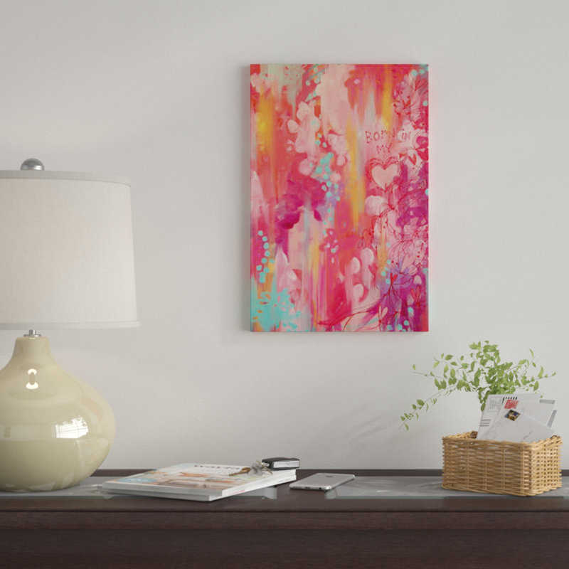 « née my cardiaque », impression sur toile tendue, H 12 po x l 8 po x P 0,75 po, Pas de tapis, Toile tendue