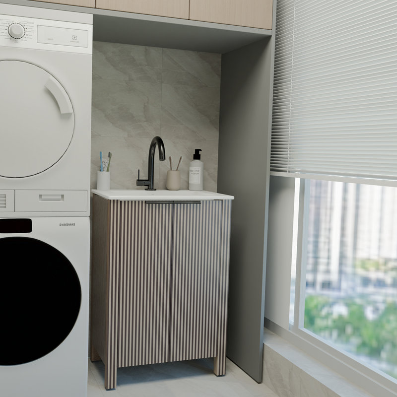 Ensemble de meuble-lavabo 24 po avec 2 portes et plateau en résine blanche, 24"
