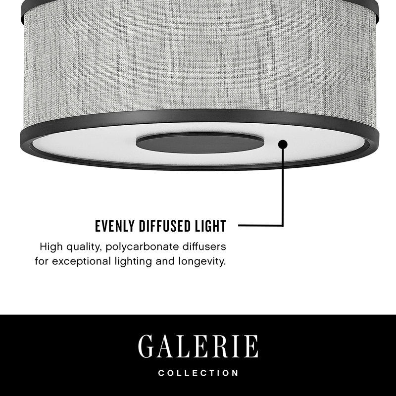 Transitional Black Brushed Nickel LED Drum Flush Mount Light