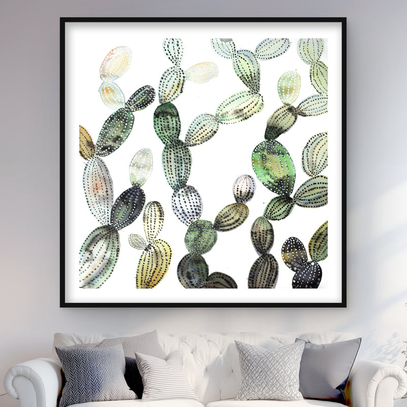 Motif de cactus Opuntia - reproduction encadrée mate pour décoration intérieure