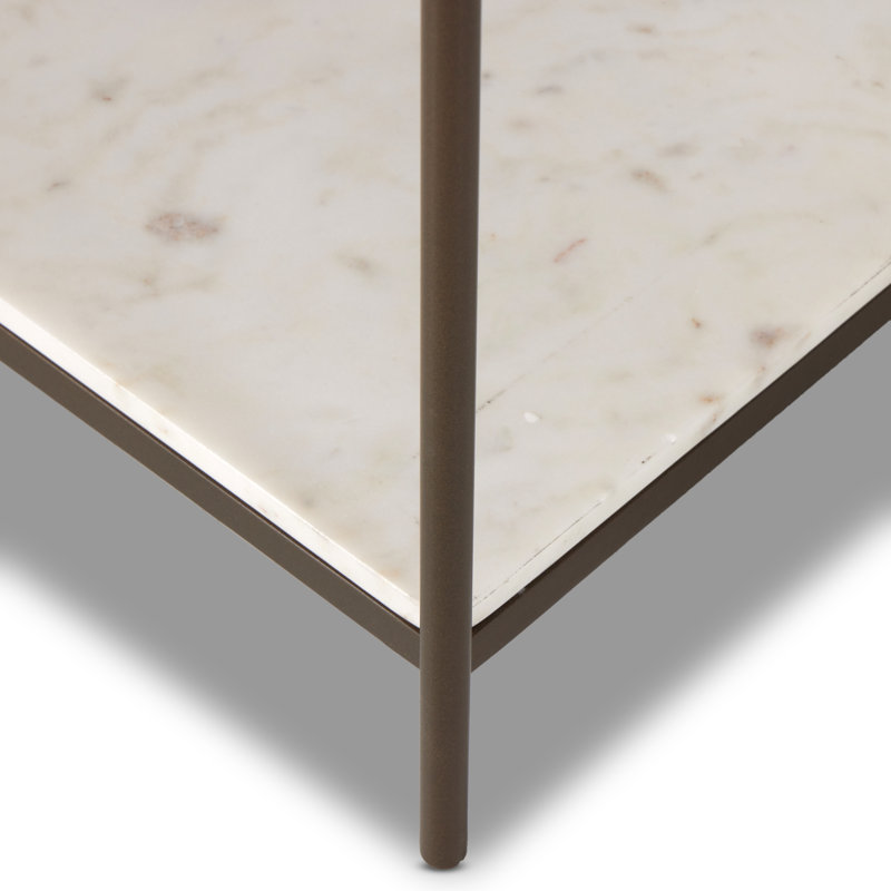 Felix Large Console Table - Antique Brass, Polished White Marble