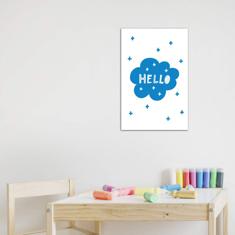 «Hello Bubble Cloud Super Scandi», reproduction d'art textuel, Toile tendue, Pas de tapis, H 12 po x l 8 po x P 0,75 po