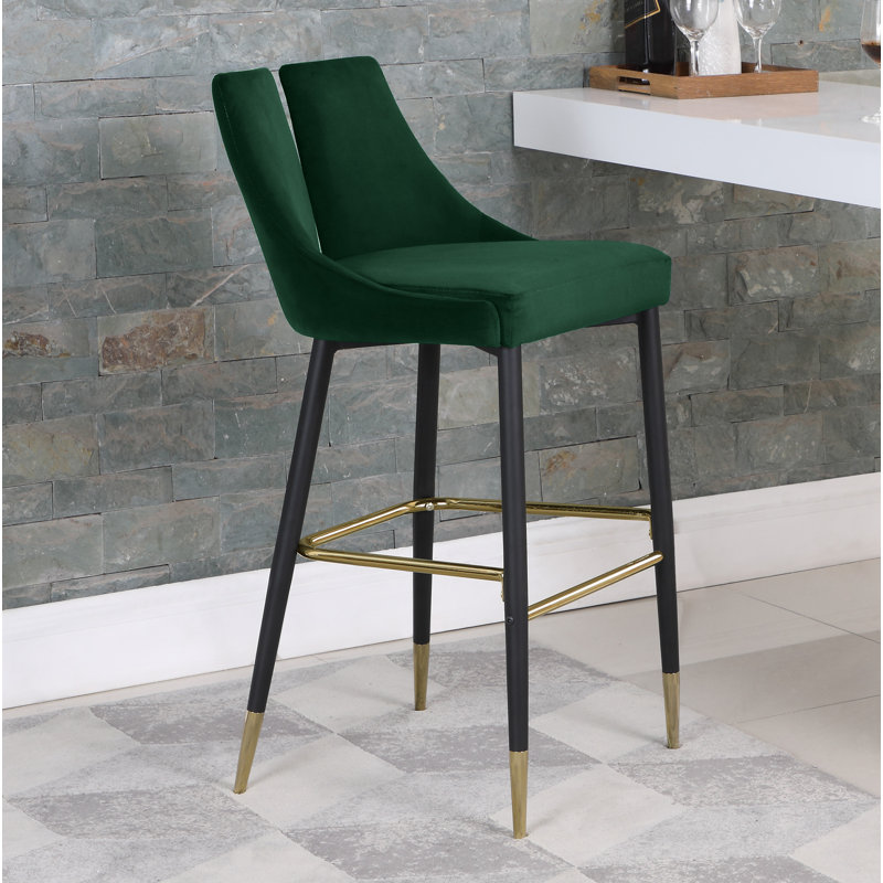 Cowans Upholstered Counter Stool with Metal Frame, Green Velvet