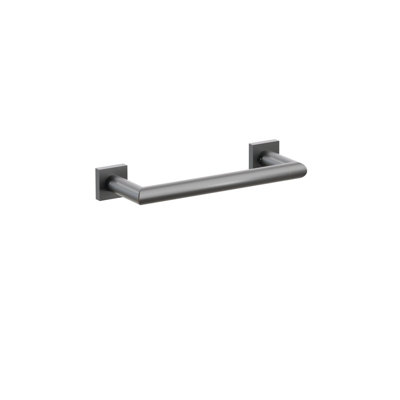 Emtek Modern Tubular Brass Towel Bar w/ Small Square Rosette, Center-to-Center