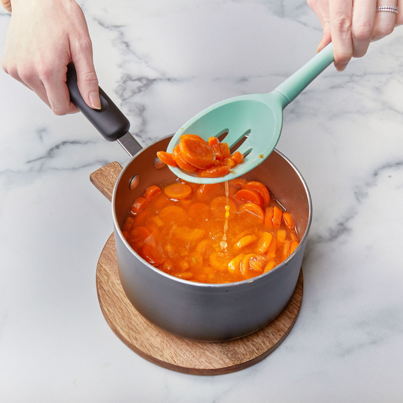Tovolo Flex-Core Slotted Deep Spoon All Silicone for Draining and Serving, Aqua, Teal