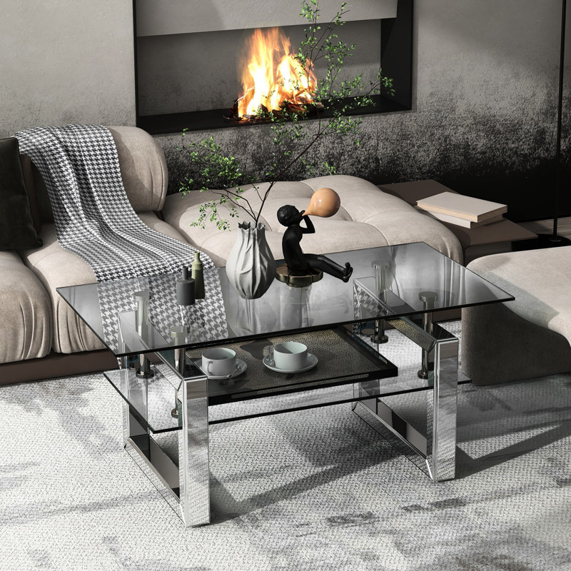 Table basse à miroir avec rangement - moderne et pratique pour bureau de chambre à coucher