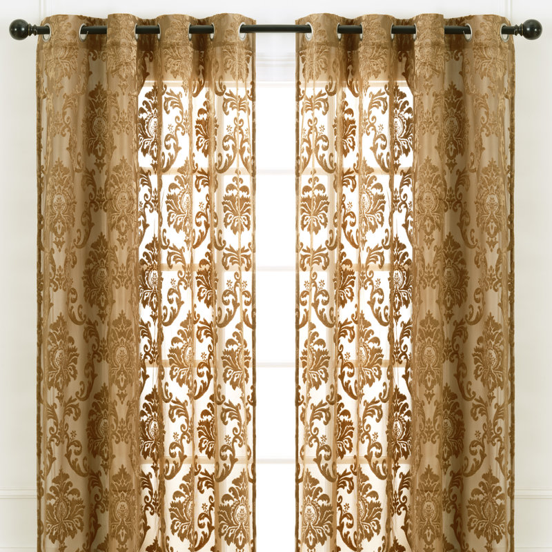 Ensemble de rideaux semi-transparents avec œillets Branca, L 52 po x L 96 po, Doré