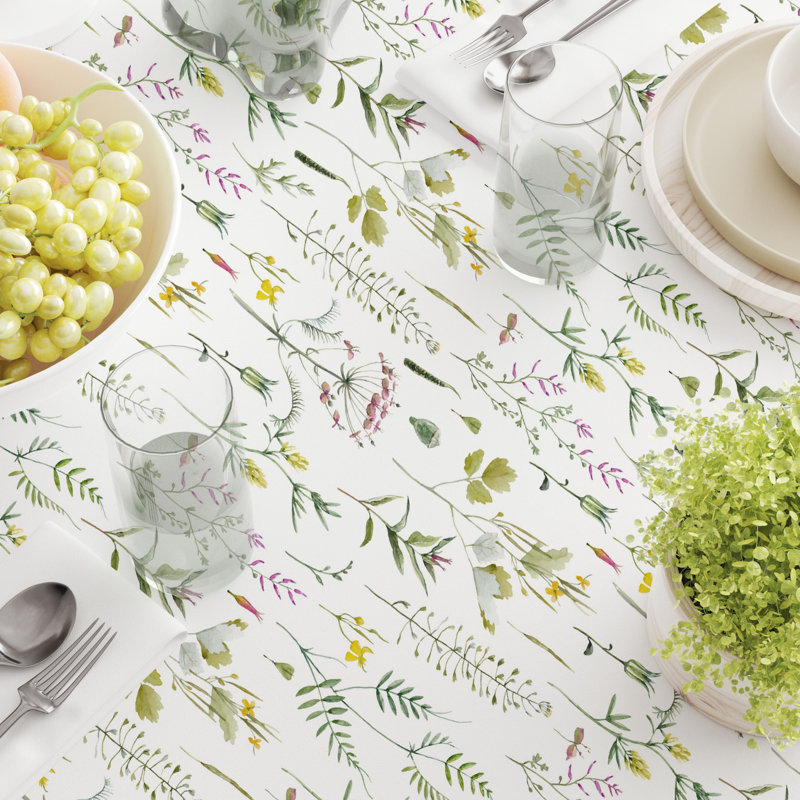 Rectangular Tablecloth, 100% Cotton, 52X104", Botanical Stripe, 84" L x 60' W
