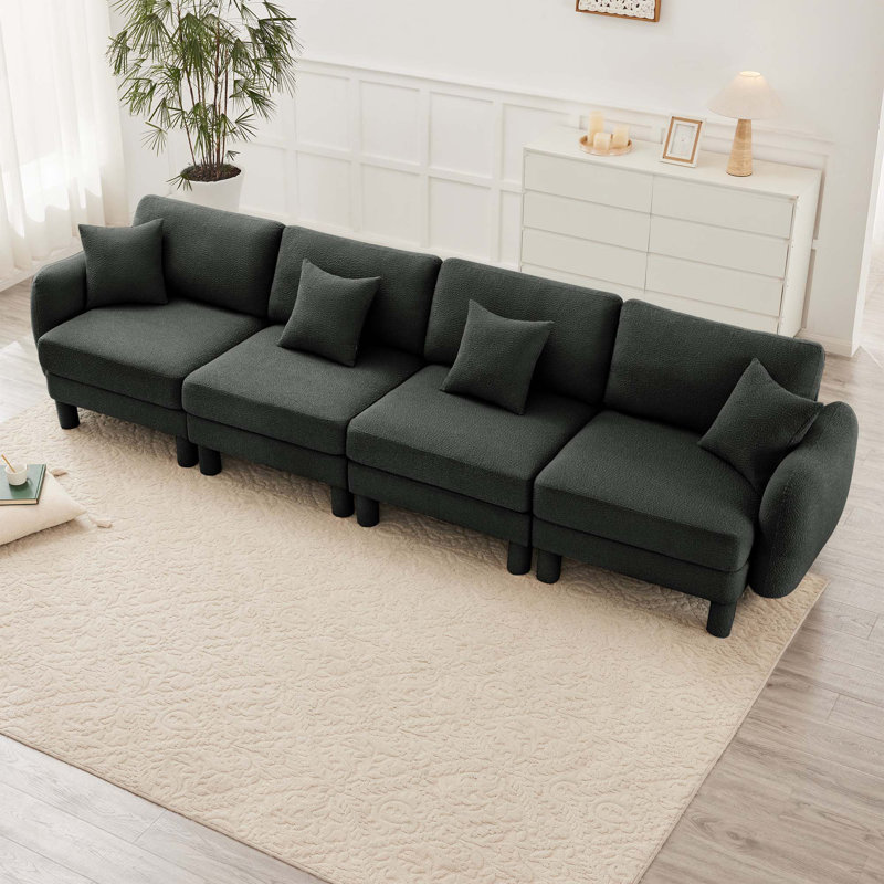 Canapé 4 places Boucle, 4, H 35 po x l 141 po x P 35,9 po, Gris foncé