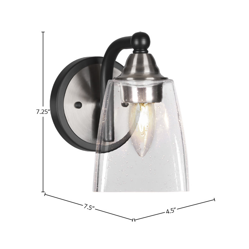 Applique murale 1 lumière Achen, Noir mat / nickel brossé
