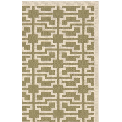 Tapis intérieur / extérieur vert / beige Arneshia