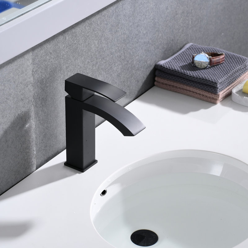 Waterfall - Style Single Handle Faucet For Bathroom Sink With Pop Up Drain And Overflow, Rust Corrosion Stainless Steel, User Comfortable Water Control Overflow Sinks, Strength Easy Temperature Flow