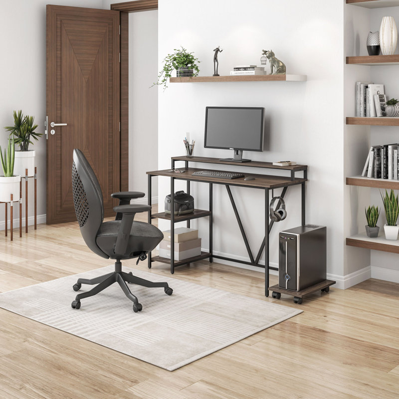 Techni Mobili Industrial Writing Desk, Walnut/Black