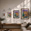 Golden Leopard Art Deco - Framed Print-1957890991-1957890990