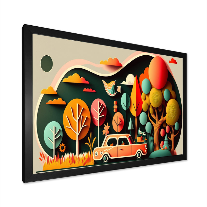 «Futuristic Cityscape with Trees II», reproduction sur toile, Impression noire sur toile encadrée, L 40 po x H 30 po