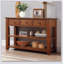 Console en bois de pin massif 48 po, table d'appoint moderne avec 3 tiroirs de rangement et 2 tablettes. Facile à assembler-619997116-619997118