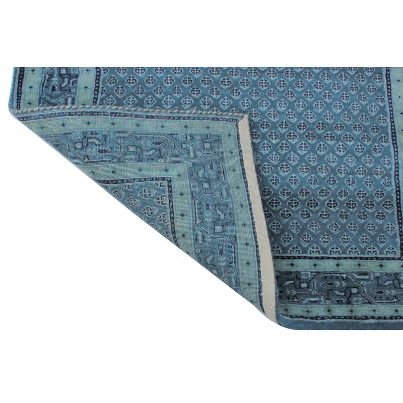Hand-Knotted High-Quality Light Blue Area Rug, Rectangle 2'11" x 5'2"