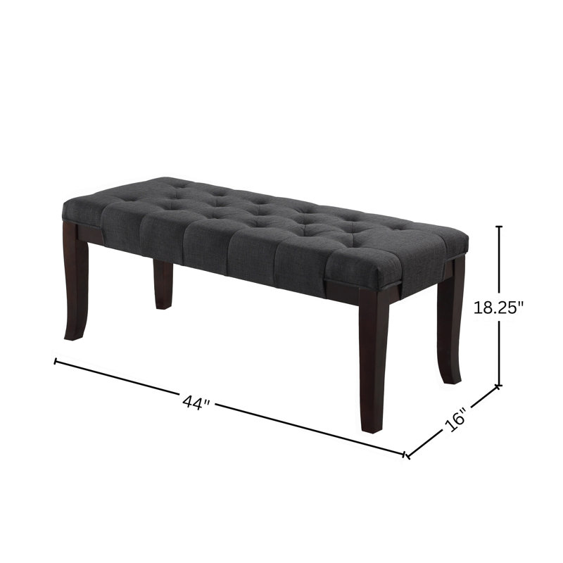 Tufted Bench, Fabric, Gray