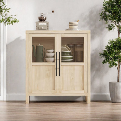 Armoire de rangement avec portes en verre, table de rangement d'appoint multifonctionnelle