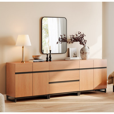 Armoire décorative 3 en 1 Aadam pour chambre à coucher, rangement moderne avec tablette réglable et 3 tiroirs, commode Mid-Century en bois avec base en métal, pour le salon, la chambre de bébé, le couloir