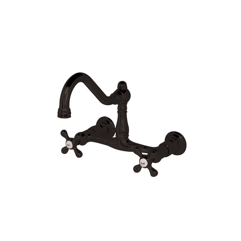 Wall Mounted Bathroom Faucet with Double Metal Cross Handles, Oil Rubbed Bronze