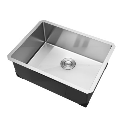 24-inch Kitchen Undermount Single Bowl Sinks, Stainless Steel Drop-In Farmhouse Basin with Accessories, Household Dishwasher Sinks for RV, Prep Kitchen, Laundry Room, Bar