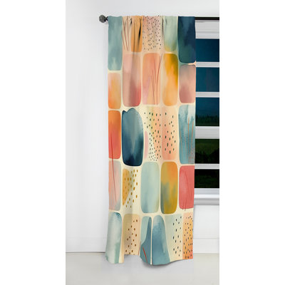 Orange Fun Pattern Of Shapes III - Abstract Curtain - Blackout Geometric Curtain - 1 Panels