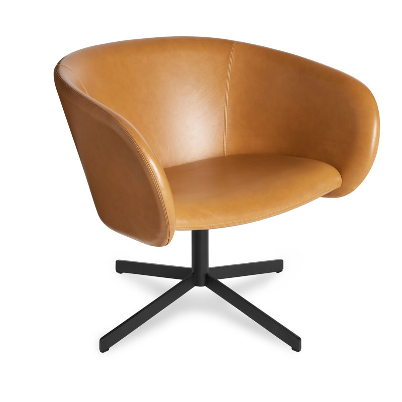 Close Encounter Swivel Barrel Chair, Canyon Genuine Leather