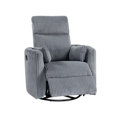Rix Swivel Glider Recliner Chair, 2 Pillows, Corduroy
