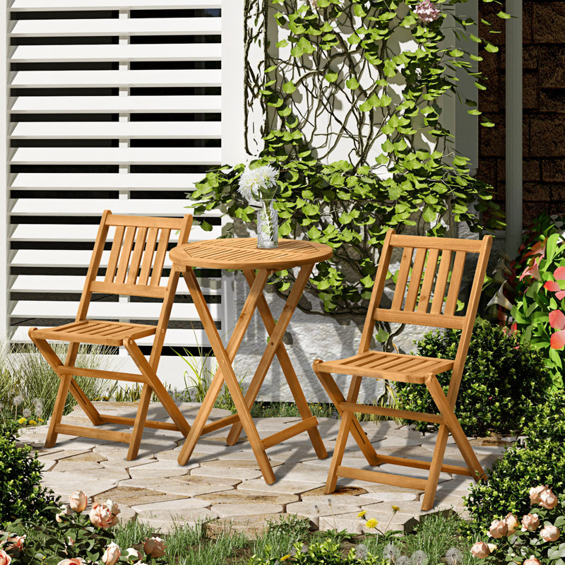 3-Piece Folding Acacia Wood Bistro Set