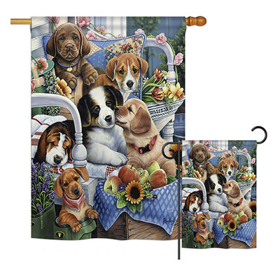 « country pup nature animaux », polyester de 2 côtés 40 x 28 po ensemble de drapeau