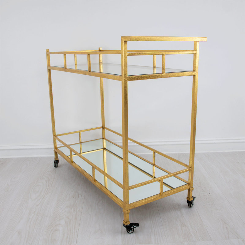 Melody Serving Cart, Antiqued Gold Leaf