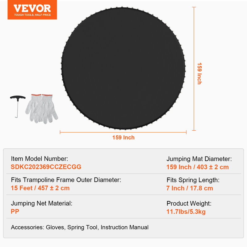 VEVOR Plastic Jumping Surface Compatible With Round Trampoline, 403.9cm W x 403.9cm D