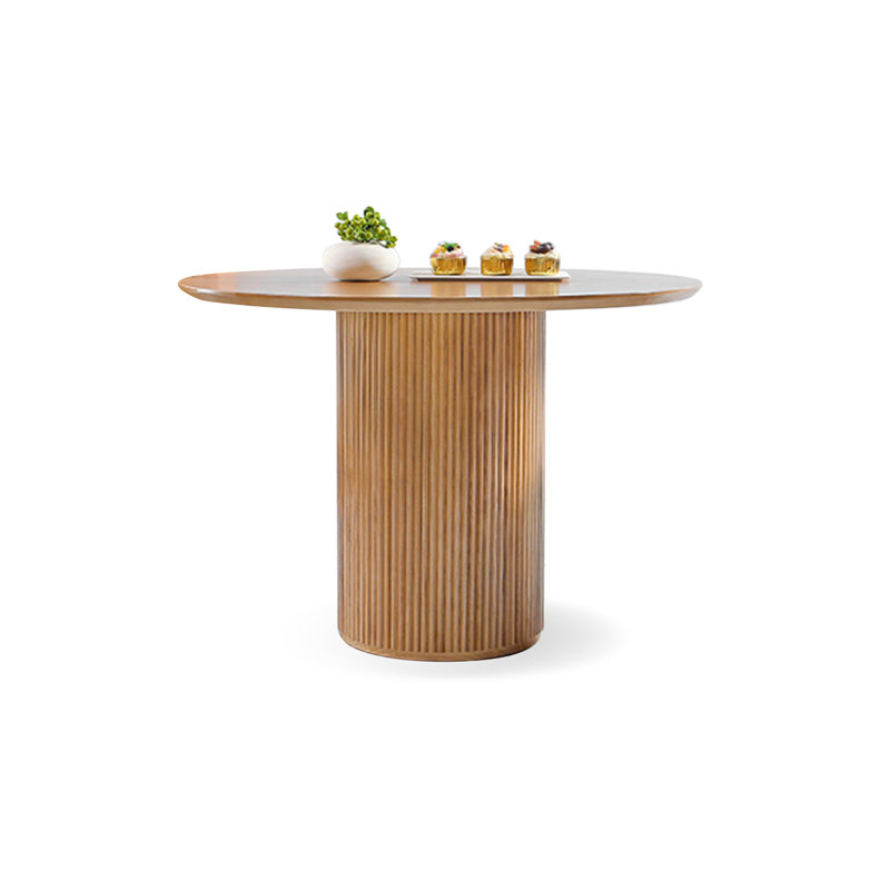Burlywood Round Marble Dining table, 29.53"H x 39.37"L x 39.37"W, Wood, Burlywood
