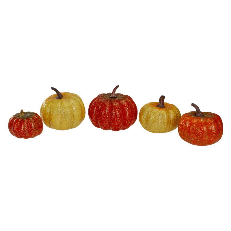 Set of 5 Assorted Color Plastic Fall Pumpkins Bauble
