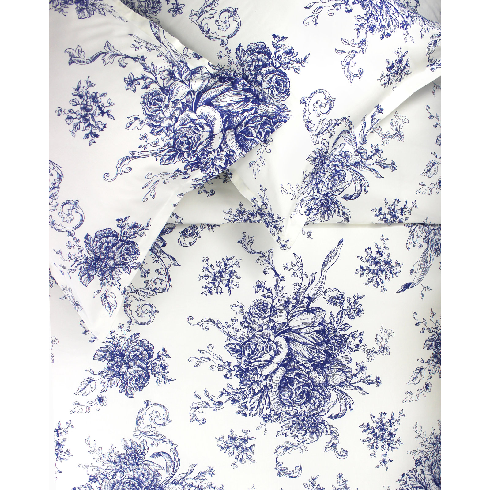 Benedictine Cotton Duvet Cover Set, Twin/Twin XL Duvet Cover + 1 Standard Sham, Navy