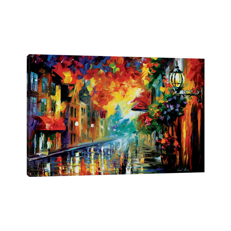 Misty City Mood by Leonid Afremov - Painting on Canvas, 20.32 cm H x 30.48 cm W, Wrapped Canvas
