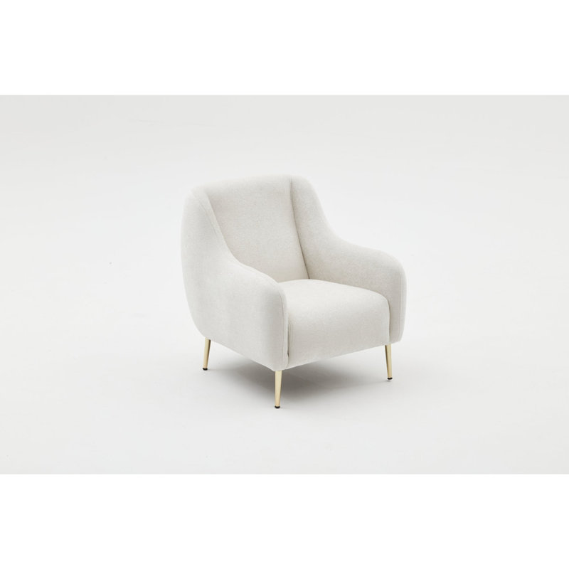 Fauteuil club Darron, 100 % polyester crème